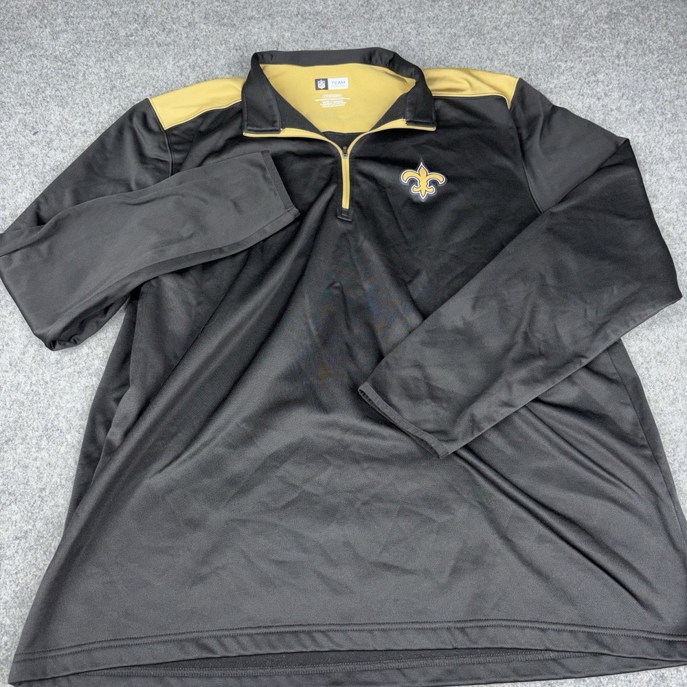 New Orleans Saints 1/4 Zip Jacket Mens 2XL Black NFL Team Apparel Who Dat Logo